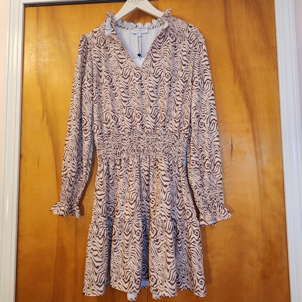 Taylor Tillman Women's Jill Dress in Tan Animal Print, Size S NWT